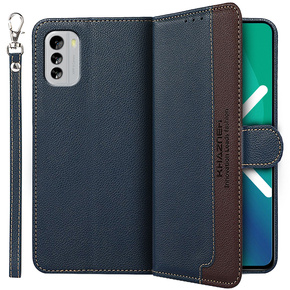 Cu clapetă pentru Nokia G60 5G, KHAZNEH RFID Case, Dual Color, albastru închis