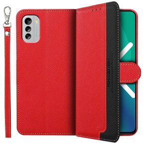 Cu clapetă pentru Nokia G60 5G, KHAZNEH RFID Case, Dual Color, roșu