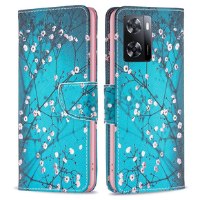 Cu clapetă pentru OPPO A57 / A57s, Wallet, Sakura, albastru