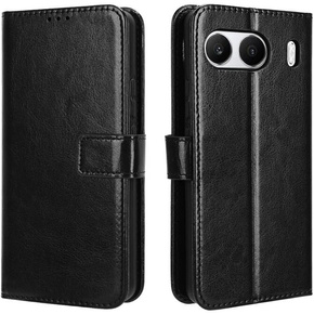 Cu clapetă pentru OnePlus Nord 4, Crazy Horse Wallet, negru