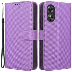 Cu clapetă pentru Oppo A17, Wallet Smart Magnet, violet