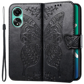 Cu clapetă pentru Oppo A38 4G / Oppo A18 4G, Butterfly, negru