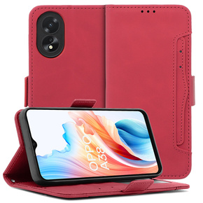 Cu clapetă pentru Oppo A38 4G / Oppo A18 4G, Card Slot, roșu