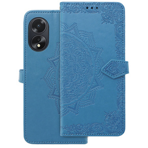 Cu clapetă pentru Oppo A38 4G / Oppo A18 4G, Mandala, albastru