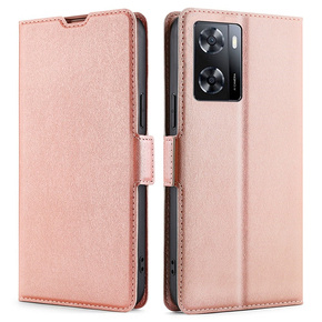 Cu clapetă pentru Oppo A57s, Wallet Thin Magnet, roz