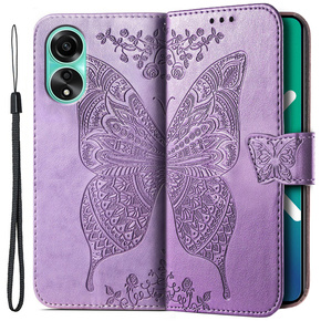 Cu clapetă pentru Oppo A58 4G, Butterfly, violet