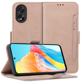 Cu clapetă pentru Oppo A58 4G, Card Slot, roz