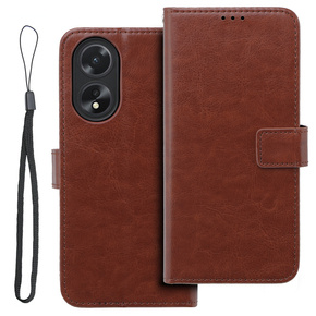 Cu clapetă pentru Oppo A58 4G, Crazy Horse Wallet, maro