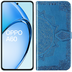 Cu clapetă pentru Oppo A60, Mandala, albastru