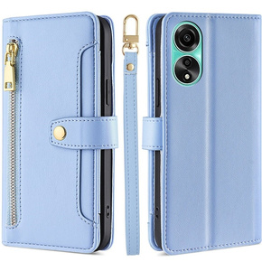 Cu clapetă pentru Oppo A78 4G, Wallet Zipper Pocket, albastru