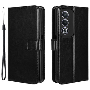 Cu clapetă pentru Oppo A80, Crazy Horse Wallet, negru