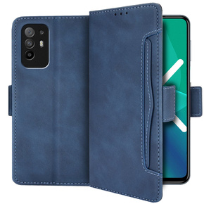 Cu clapetă pentru Oppo A94 5G/Reno5 Z, Card Slot, albastru