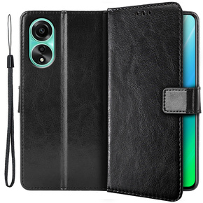 Cu clapetă pentru Oppo A98 5G, Crazy Horse Wallet, negru