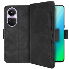 Cu clapetă pentru Oppo Reno 10 / 10 Pro, Card Slot, negru