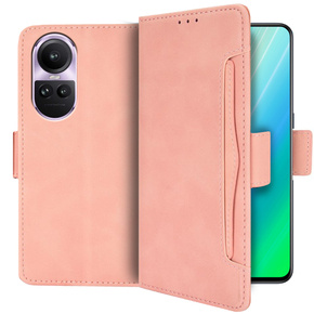 Cu clapetă pentru Oppo Reno 10 / 10 Pro, Card Slot, roz