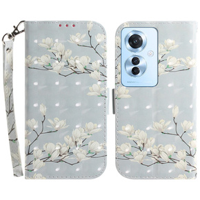 Cu clapetă pentru Oppo Reno 11F 5G, Wallet, Magnolia Flowers gri