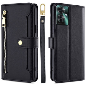 Cu clapetă pentru Oppo Reno 11F 5G, Wallet Zipper Pocket, negru