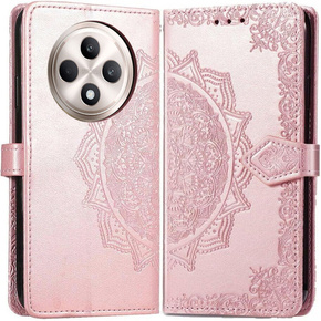 Cu clapetă pentru Oppo Reno 12FS / 12F, Mandala, roz rose gold