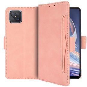 Cu clapetă pentru Oppo Reno 4 Z 5G, Card Slot, roz