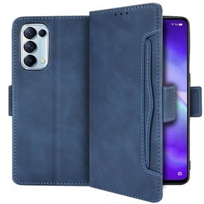 Cu clapetă pentru Oppo Reno 5 5G, Card Slot, albastru