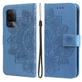 Cu clapetă pentru Oppo Reno5 Z / A94 / A95 5G, Mandala, albastru