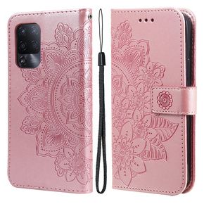 Cu clapetă pentru Oppo Reno5 Z / A94 / A95 5G, Mandala, roz rose gold