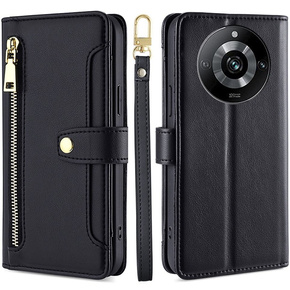 Cu clapetă pentru Realme 11 Pro 5G / Pro+ 5G, Wallet Zipper Pocket, negru