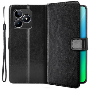 Cu clapetă pentru Realme C53 4G, Crazy Horse Wallet, negru