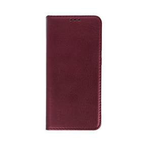 Cu clapetă pentru Realme C67 4G, Smart Magnetic, maroon + sticlă 9H