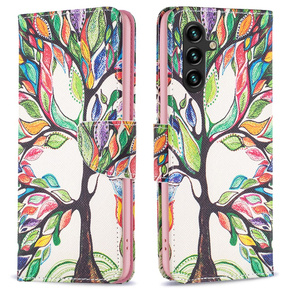 Cu clapetă pentru Samsung Galaxy A05s, Wallet, Tree of life, alb