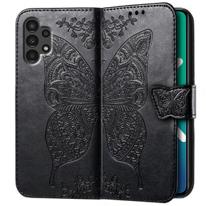 Cu clapetă pentru Samsung Galaxy A13 4G, Butterfly, negru