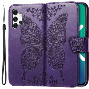 Cu clapetă pentru Samsung Galaxy A13 4G, Butterfly, violet