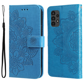 Cu clapetă pentru Samsung Galaxy A13 4G, Mandala Flower, albastru