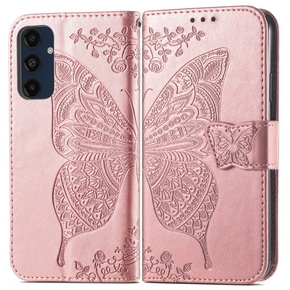 Cu clapetă pentru Samsung Galaxy A16, Butterfly, roz rose gold