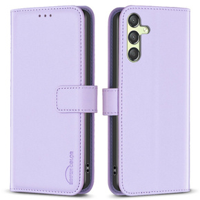 Cu clapetă pentru Samsung Galaxy A25 5G, BINFEN Wallet, violet + sticlă 9H