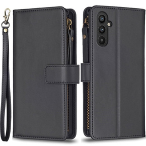 Cu clapetă pentru Samsung Galaxy A25 5G, Wallet Zipper Pocket, negru