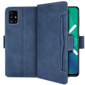 Cu clapetă pentru Samsung Galaxy A51 5G, Card Slot, albastru