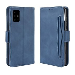 Cu clapetă pentru Samsung Galaxy A51, Card Slot, albastru