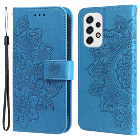 Cu clapetă pentru Samsung Galaxy A53 5G, Mandala Flower, albastru