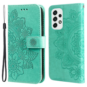 Cu clapetă pentru Samsung Galaxy A53 5G, Mandala Flower, verde