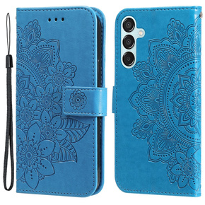 Cu clapetă pentru Samsung Galaxy M15 5G, Mandala, albastru