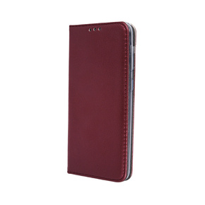 Cu clapetă pentru Samsung Galaxy M15 5G, Smart Magnetic, maroon + sticlă 9H