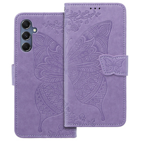 Cu clapetă pentru Samsung Galaxy M34 5G, Butterfly, violet