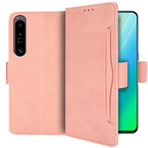 Cu clapetă pentru Sony Xperia 1 IV, Card Slot, roz