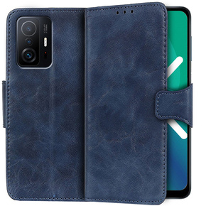 Cu clapetă pentru Xiaomi 11T / 11T Pro, Split Leather Wallet, albastru