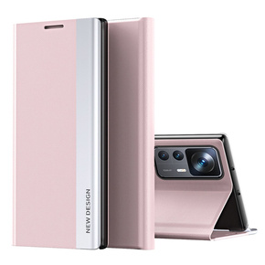 Cu clapetă pentru Xiaomi 12T / 12T Pro, Side Magnetic, roz