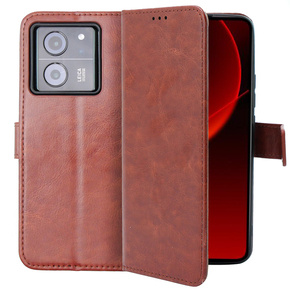 Cu clapetă pentru Xiaomi 13T / 13T Pro, Crazy Horse Wallet, maro