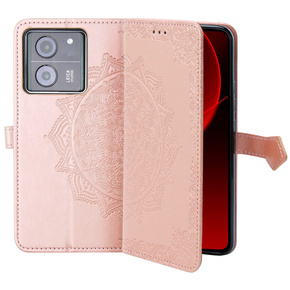 Cu clapetă pentru Xiaomi 13T / 13T Pro, Mandala, roz rose gold