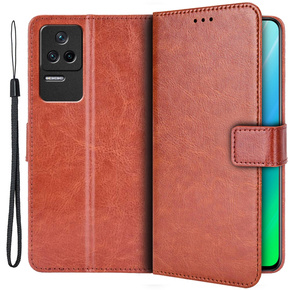 Cu clapetă pentru Xiaomi Poco F4 5G, Crazy Horse Wallet, maro