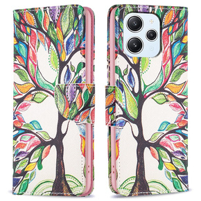 Cu clapetă pentru Xiaomi Redmi 12 4G, Wallet, tree of life, alb